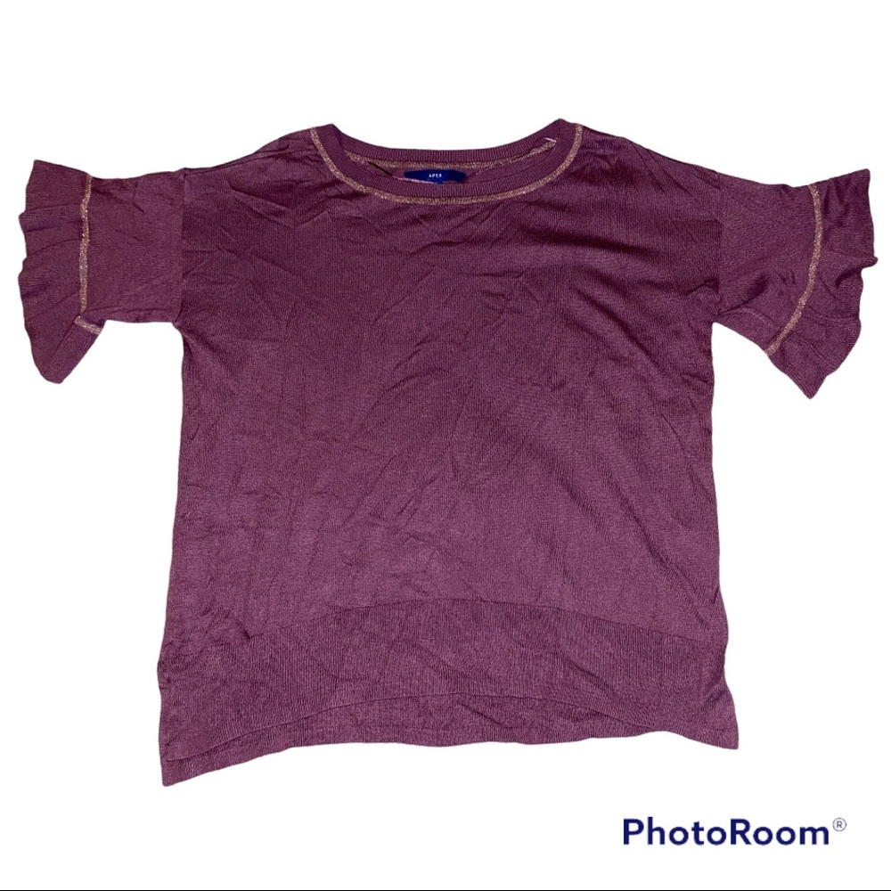 Apt. 9 Purple Flutter Sleeve Sweater Short Sleeve Womens XL